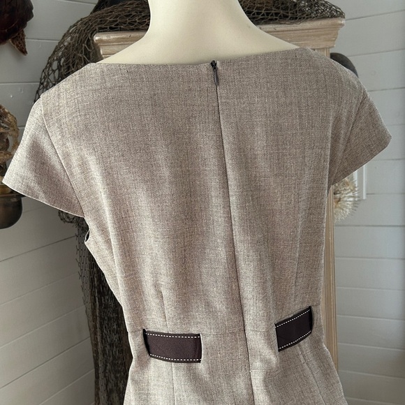 Studio I Women’s Career Beige Short-Sleeve Knee Length Belted Dress Size 10 - Picture 6 of 12